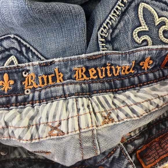 Rock Revival Jen Boot Distressed Jeans Flap Pockets Size 27 - Picture 5 of 6